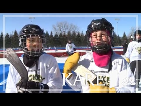 Kids show up at Minnesota Wild 'Hockey Without Limits' outdoor event despite freezing cold temps