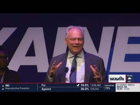 Tim Kaine speaks to his supporters following Virginia election