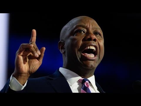 Senator Tim Scott speaks at 2024 Republican National Convention in support of Donald Trump
