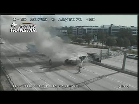 Fiery wreck shuts down I-45 at Rayford-Sawdust in Montgomery County