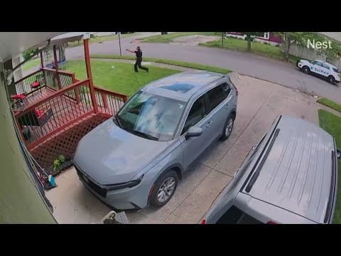 Surveillance video shows exchange of gunfire between officers, man armed with rifle in east Columbus