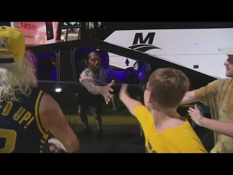 Pacers fans gather at airport for rousing welcome home for team