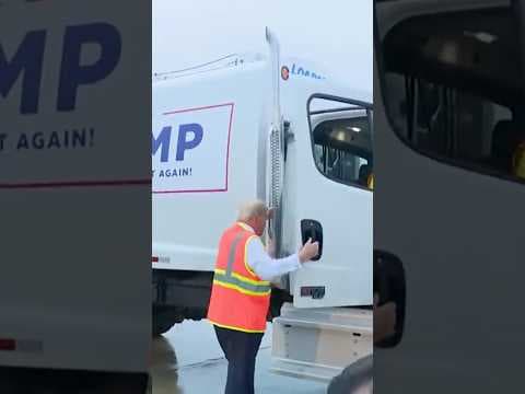 Trump Climbs Into Trash Truck After Biden Called Trump’s Supporters ‘Garbage’
