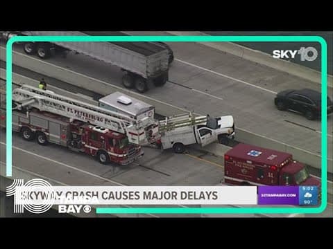 Truck's front end hops barrier on Sunshine Skyway Bridge