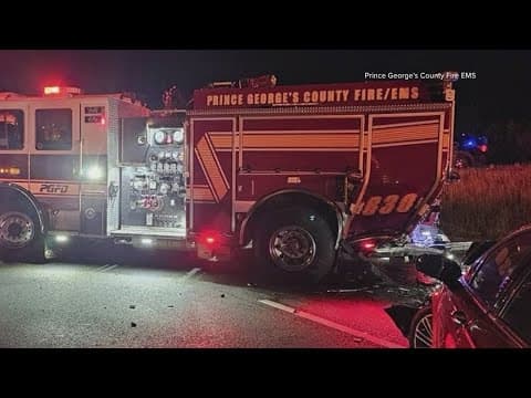 VIDEO: Car slams into Prince George's Co. fire truck