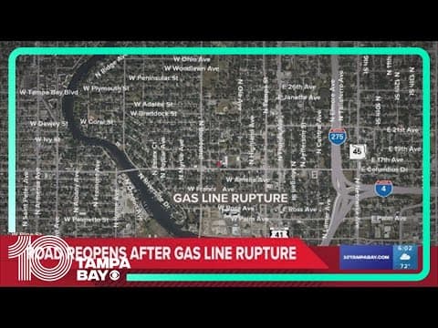 Road reopens after gas line rupture in Tampa
