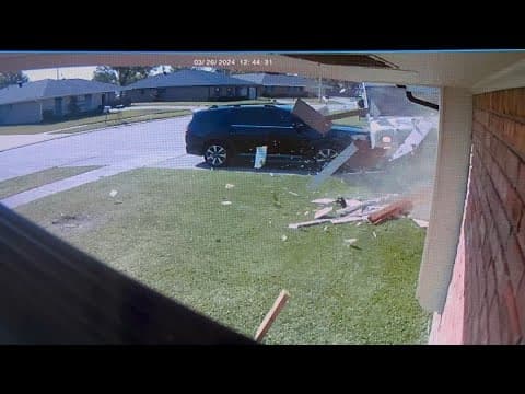 Security camera footage of FedEx van crashing into home in Houma