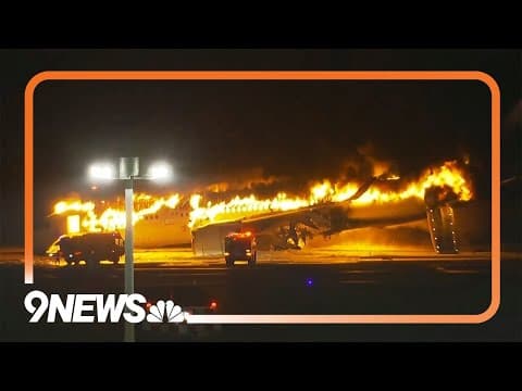 Japan Airlines Plane Lands in Flames at Toyko Airport After Collison With Another Plane