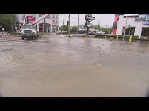 Contractor installing utility pole hits water main flooding Yale Street at Center Street, city says