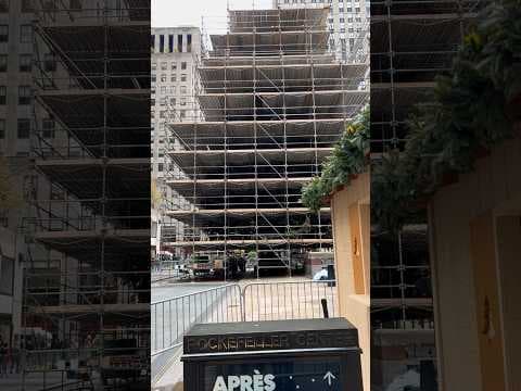 Rockefeller Christmas tree being decorated for 2023 lighting ceremony in Manhattan