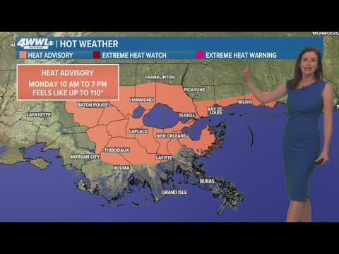 New Orleans 10pm Weather: Monday Heat Advisory, rain later in the week