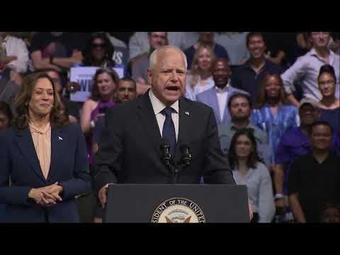 Gov. Tim Walz gives first speech as Harris' vice presidential pick