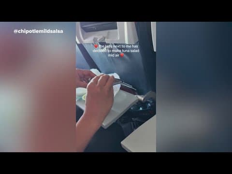 Woman goes viral for making tuna salad on a plane