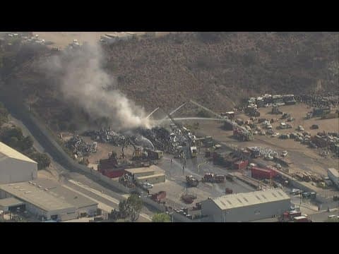 Fire breaks out at scrap yard in Oceanside
