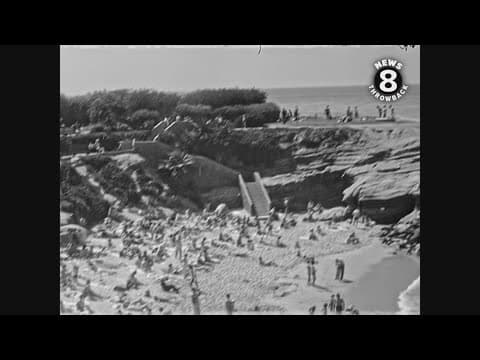 Big crowds at La Jolla Cove on the 4th of July in 1957
