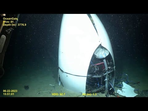 VIDEO: OceanGate Titan submersible tail cone seen at bottom of the ocean