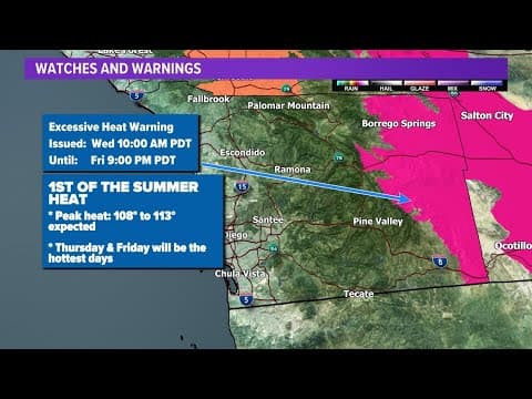 Excessive Heat Warning issued for portions of San Diego County deserts through Friday