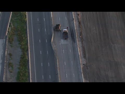 Raw video: Gulf Freeway shut down in Galveston County after retaining watch shifted by crash