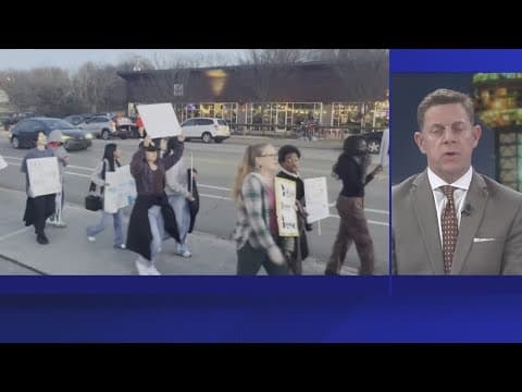 Group of protestors seen marching in downtown area and South Knoxville