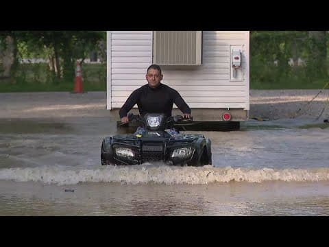 Homes surrounded by floodwaters in east Harris County
