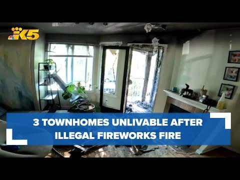 Residents in 3 North Seattle townhomes displaced after fire started by illegal fireworks