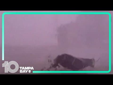 Trampoline goes flying during storm in Michigan