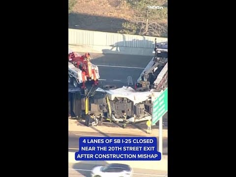 I-25 backups near downtown after construction equipment crash