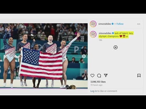 Gymnast Simone Biles takes dig at former Olympian in Instagram post after gold medal win