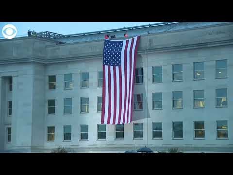 American flag unfurled at Pentagon in remembrance of 9/11
