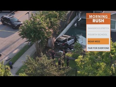 Police cruiser crashes into a Houston backyard