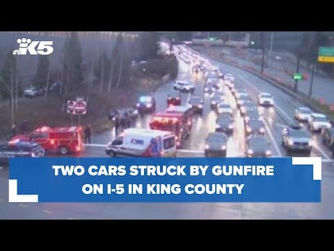 Two cars struck by gunfire on I-5