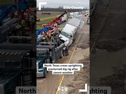 Texas DPS reported 6 overturned big rigs along I-35E near milepost 397 in Ellis County on Saturday.