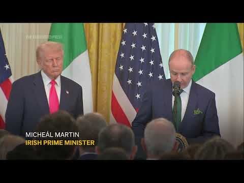 Trump, Ireland's prime minister, celebrate St. Patrick's Day with shamrock bowl