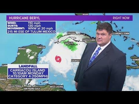Hurricane Beryl traveling over Cuba, expected to hit Yucatan Peninsula overnight