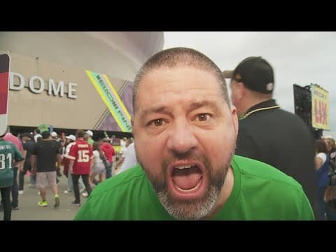 Fans watch the Super Bowl, party on city streets