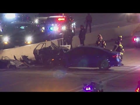 1 dead, 3 hospitalized after fiery crash on I-45 near FM 1488, officials say