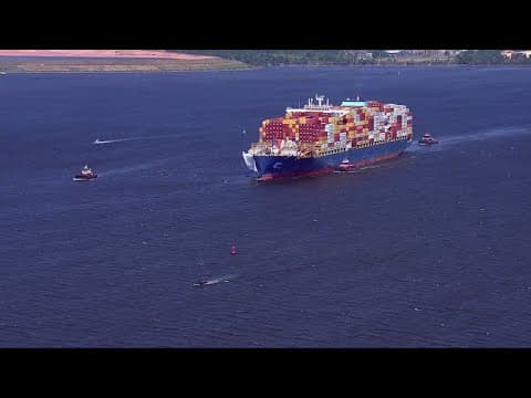 Massive container ship that crashed into Baltimore bridge is moving again