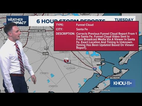A funnel cloud was spotted in Brazoria County today