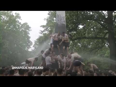 Plebes no more: Naval Academy students complete annual monument climb