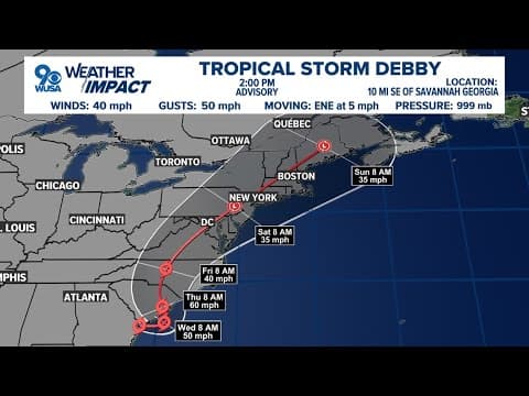 LIVE: Tracking Tropical Storm Debby | WUSA9 Weather Impact Radar and Forecast