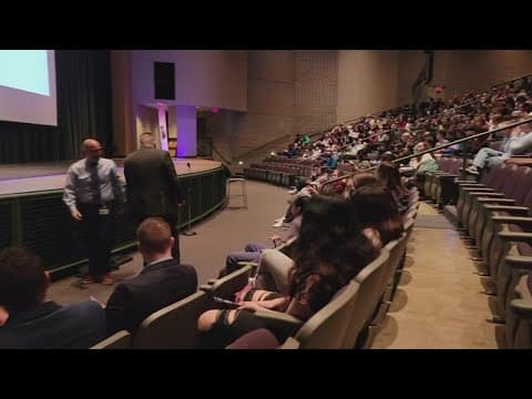 Dom Tiberi delivers Maria's Message to Dublin Jerome High School