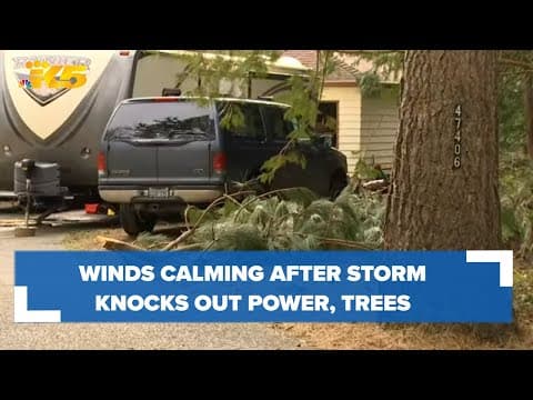 Winds calming after storm knocks out power, downs trees
