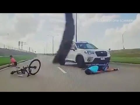Video shows two cyclists hit by SUV outside DFW Airport