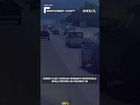 Metal debris flies through woman's windshield on Highway 69 #shorts