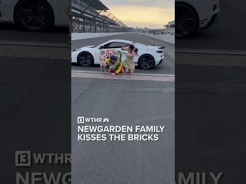 Newgarden family kisses the bricks at IMS