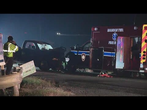2 seriously injured in head-on crash with ambulance near Newark