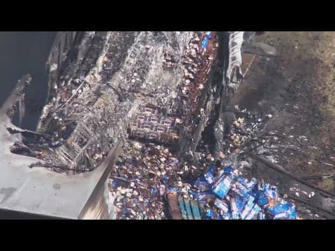 Semi-truck hauling yogurt catches fire on I-45