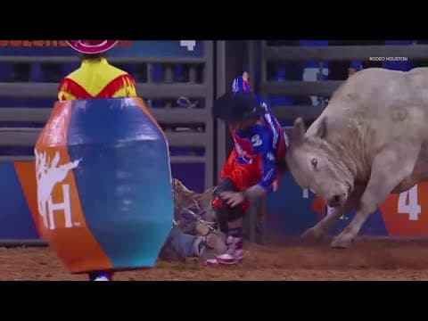 Rough night at RodeoHouston where bull named White Trash went after bullfighter