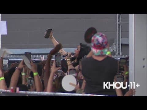 Cardi B parties with fans at the Cypress Walmart