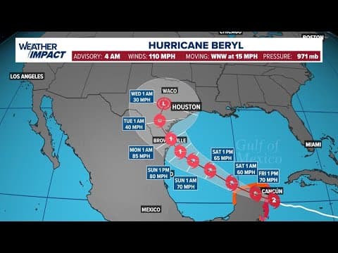 Hurricane Beryl tracker: Weakens into a Cat. 2 ahead of Yucatan Peninsula landfall
